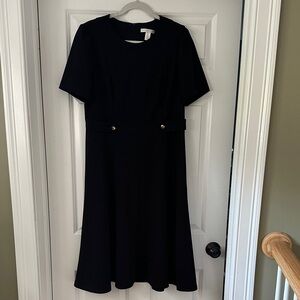 London Times Classic Black Midi Dress